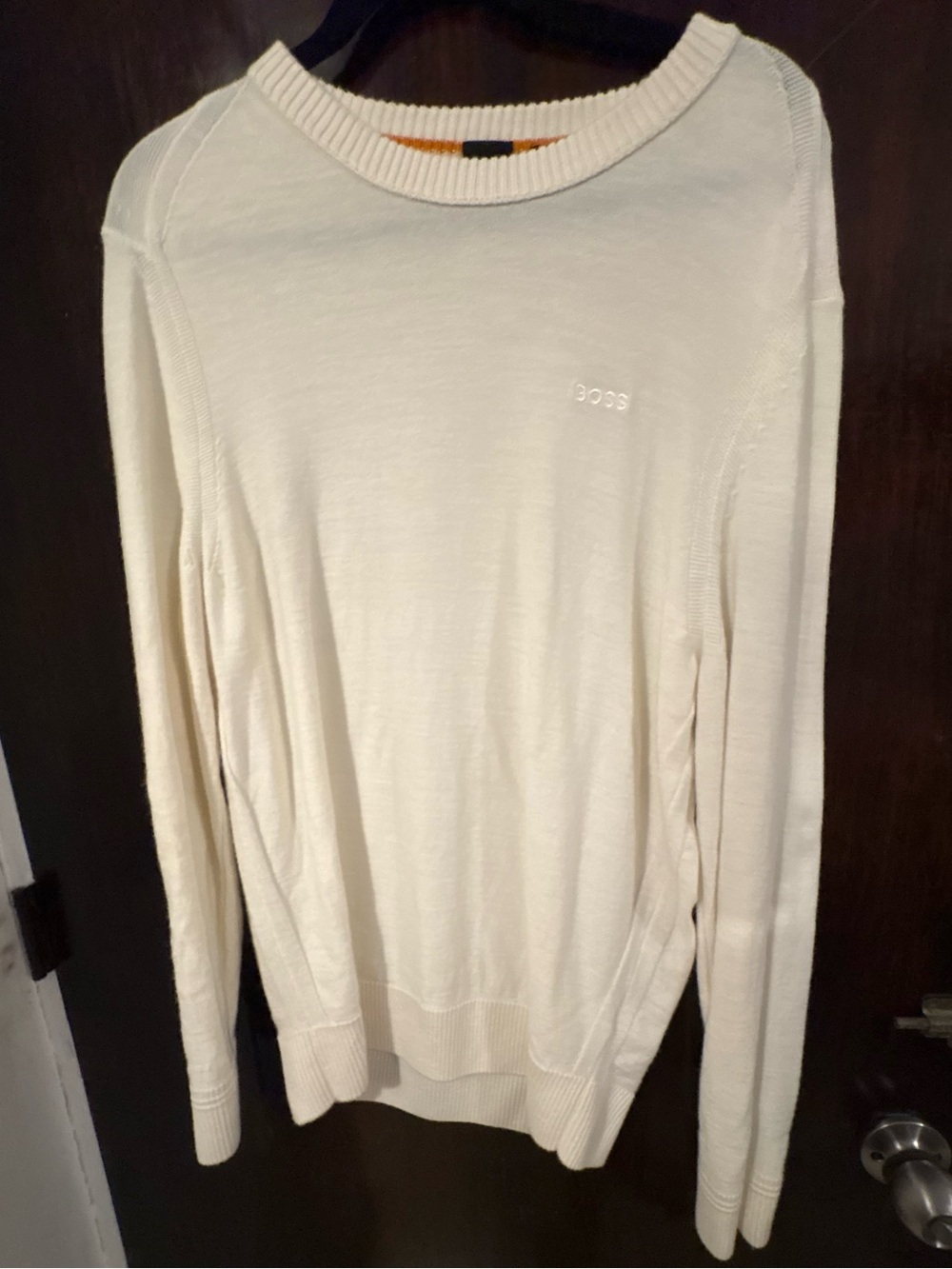 BOSS Men's Off-White Crewneck Sweater. Size XL.